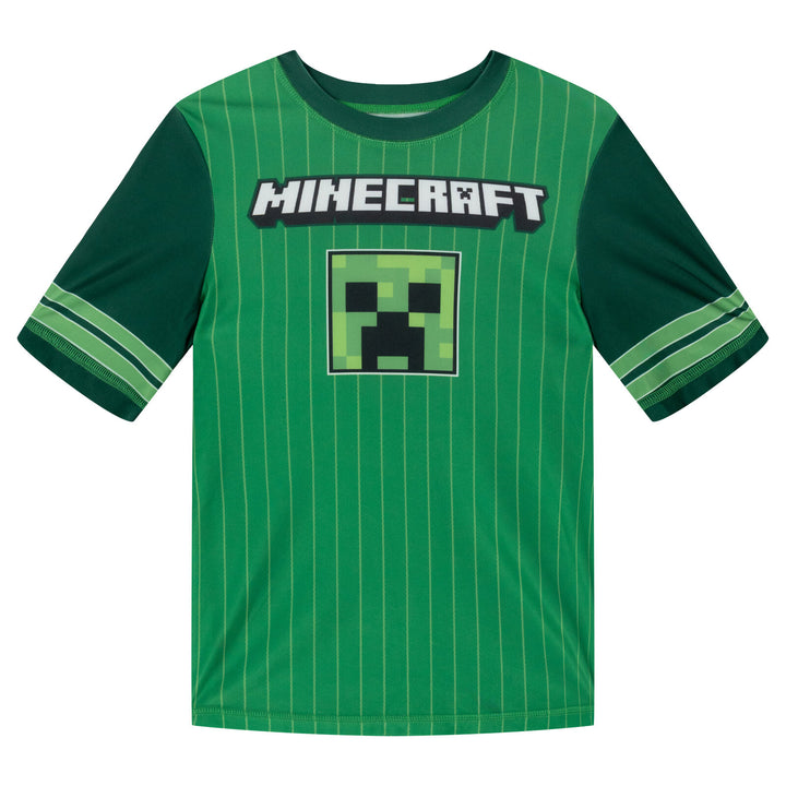 Minecraft Creeper Swimwear 2-Piece Rash Guard and Swim Trunks Set Dark Green