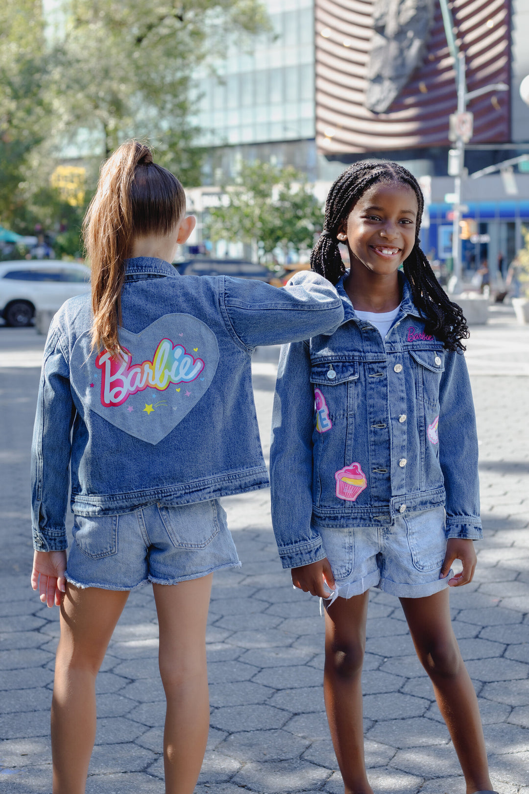 Barbie Girls' Denim Jacket Medium Wash Blue