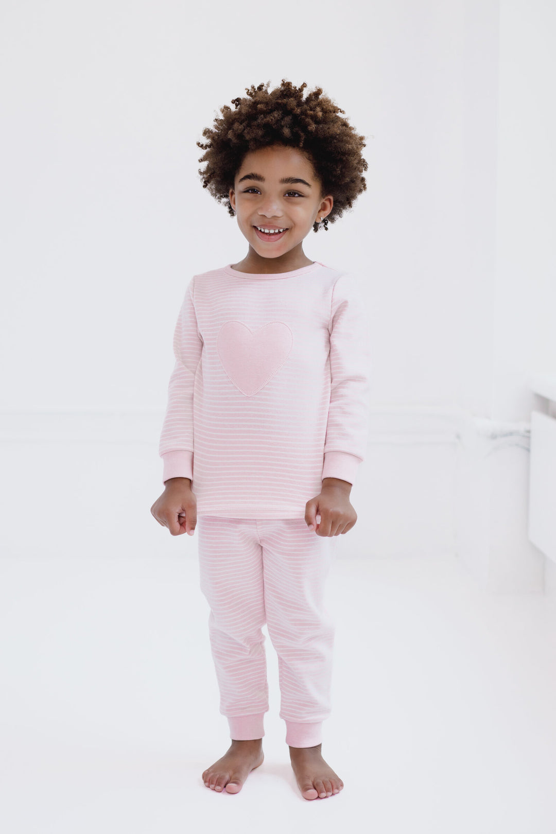 Cozeeme Girls' 2-Piece Tee and Pants Set Pink White Stripe