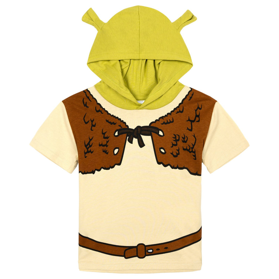 Shrek Adult Men or Women Cosplay Hooded T-Shirt Green Beige
