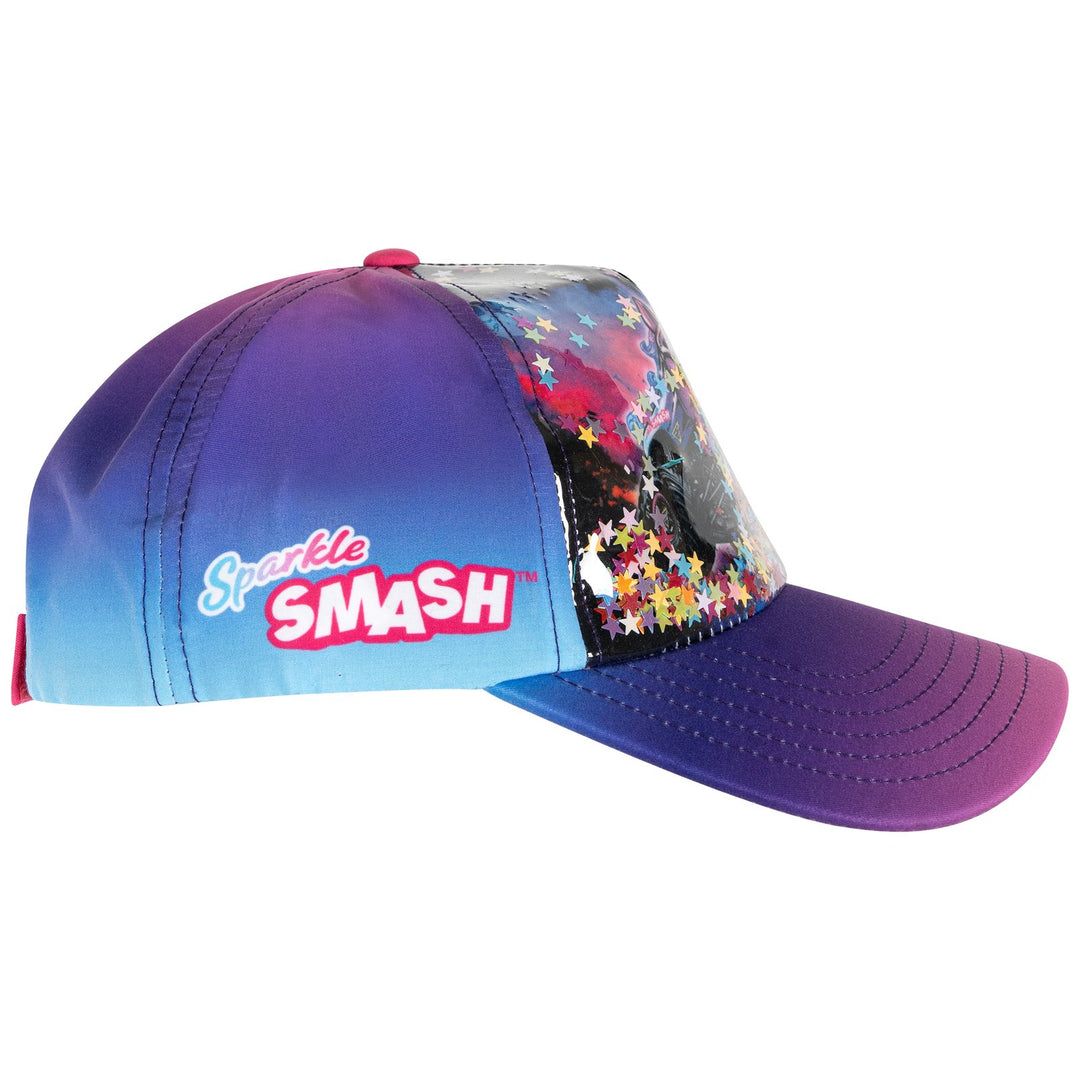 Monster Jam Girls' Cosplay Strapback Baseball Cap Sparkle Smash Purple