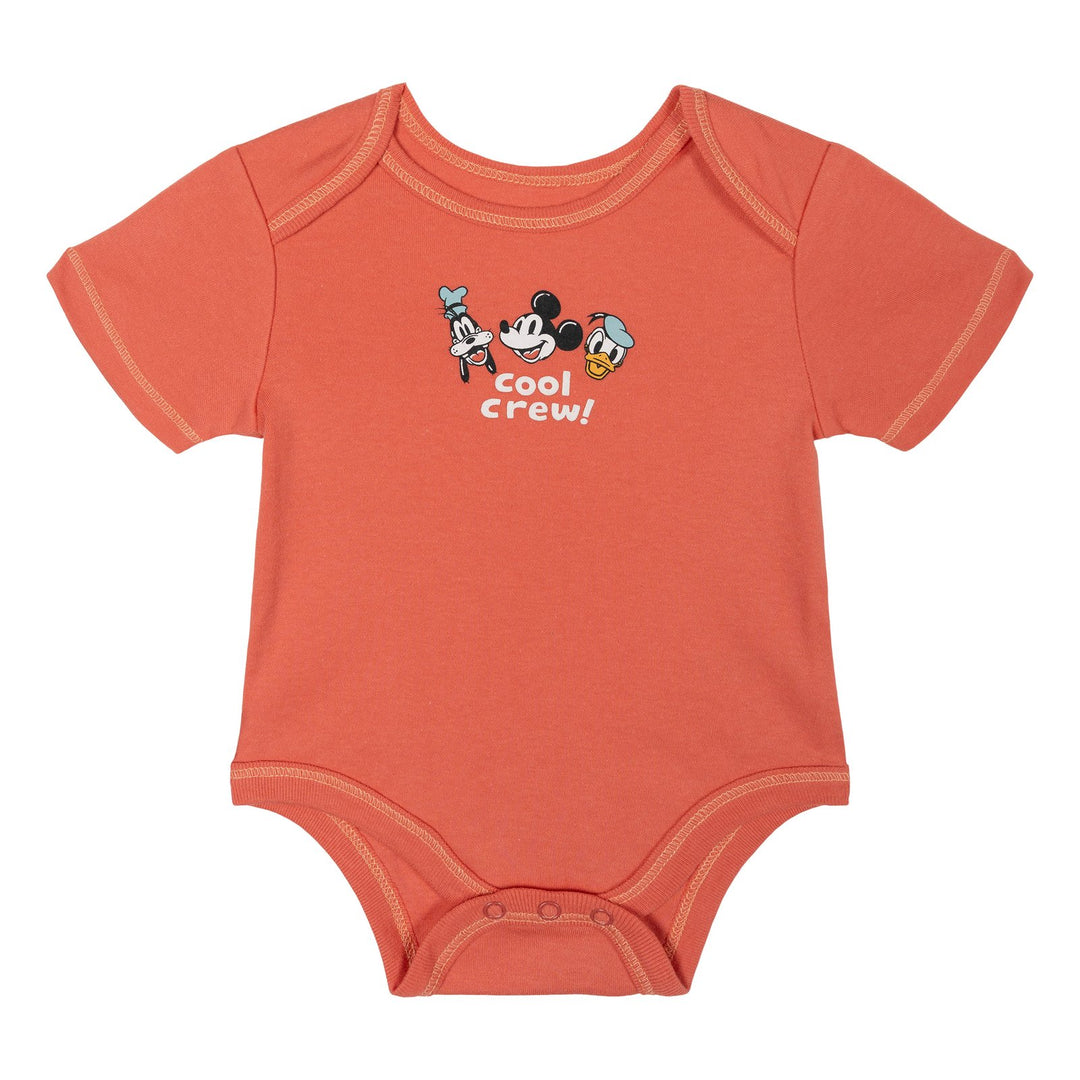 Disney Mickey Mouse & Friends Baby Boys' 3-Pack Short Sleeve Bodysuits Red Blue