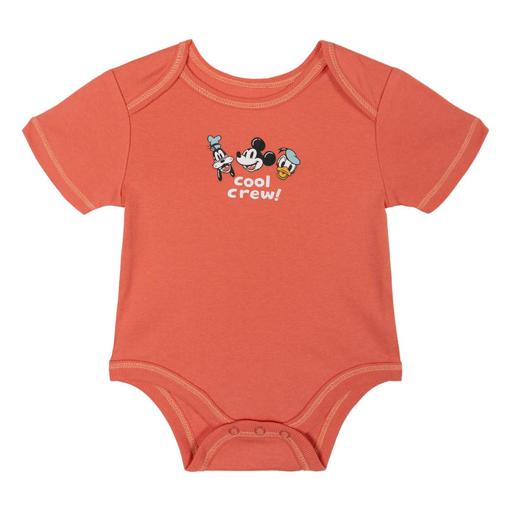 Disney Mickey Mouse & Friends Baby Boys' 3-Pack Short Sleeve Bodysuits Red Blue