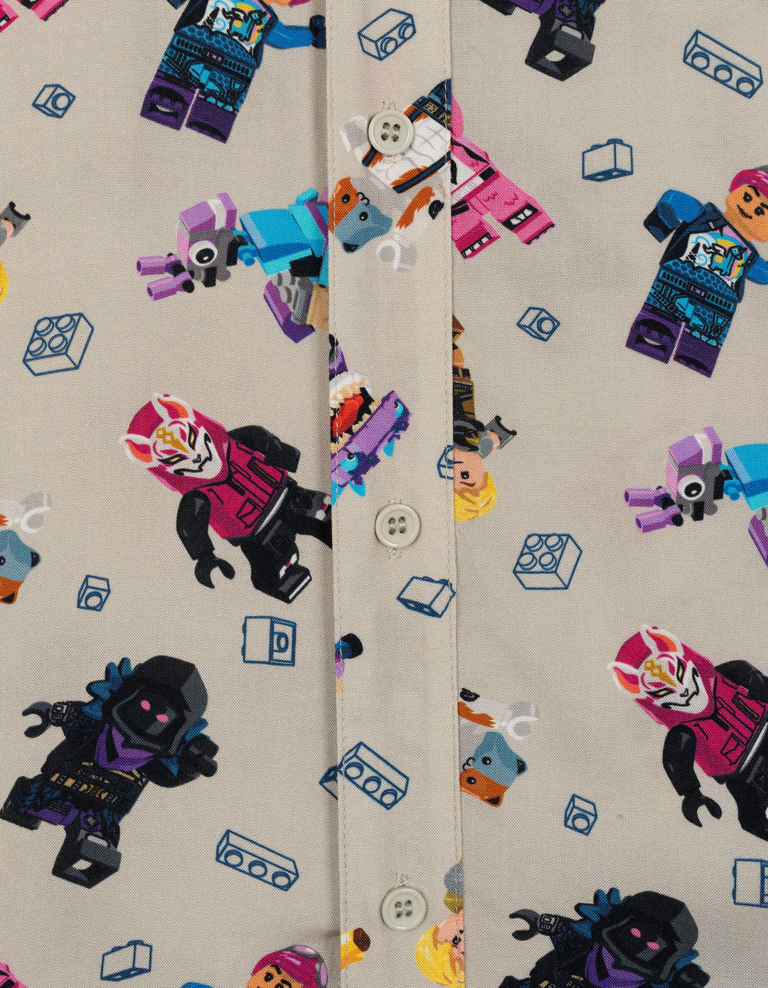 LEGO Fortnite Men's Short Sleeve Button Down Shirt Light Gray