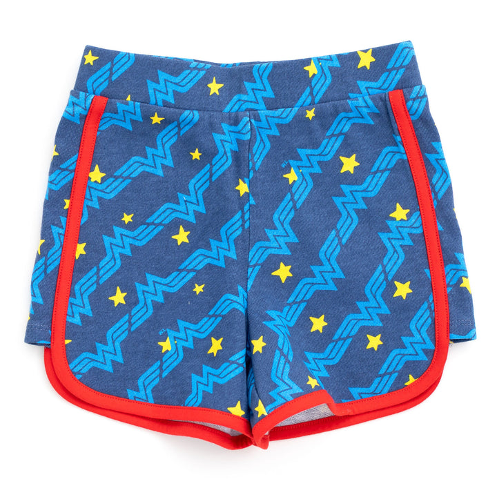 DC Comics Justice League Wonder Woman Girls' Tee and Shorts Set Red Blue