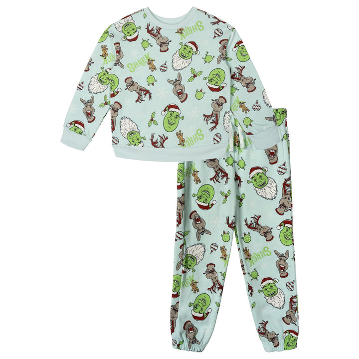 Shrek Boys' Fleece Sweatshirt and Pants Pajama Set Sky Blue