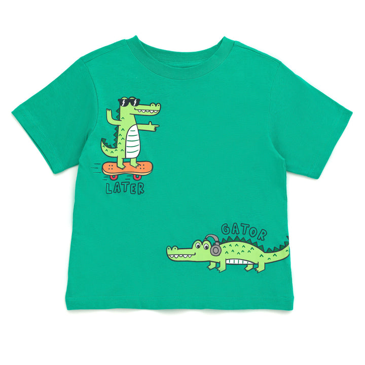 Funstuff Boys' Athletic 2-Piece T-Shirt and Shorts Set Later Gator Green Gray
