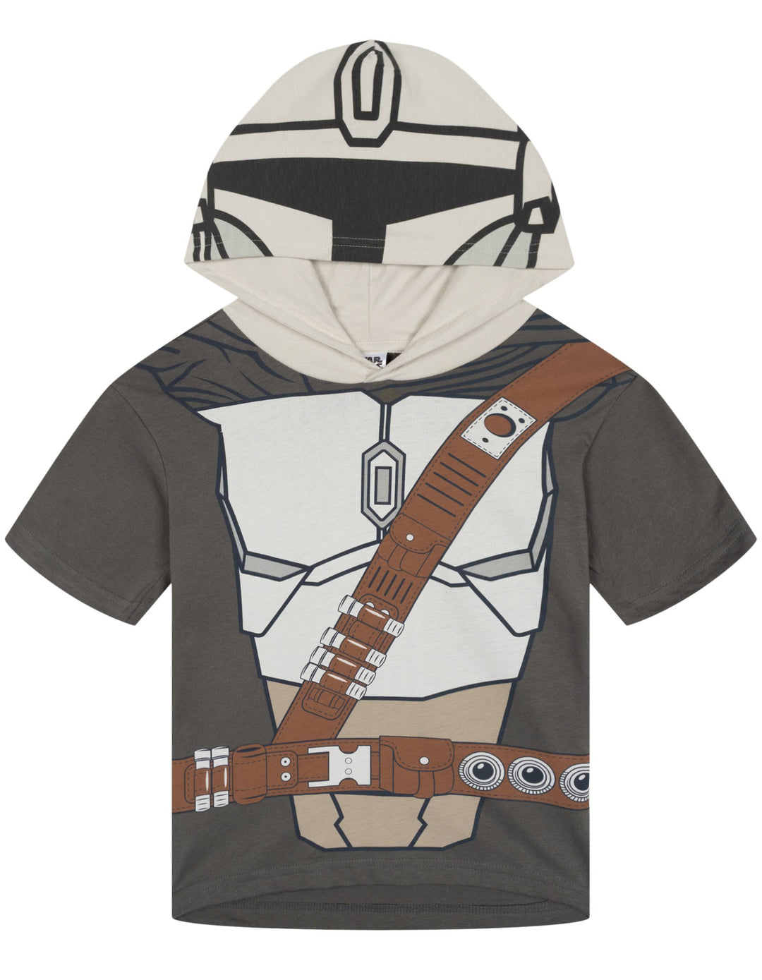 Star Wars The Mandalorian Adult Men or Women Cosplay Hooded T-Shirt Grey