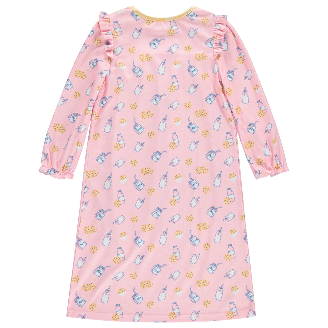 Dreamwave Girls' Long Sleeve Pajama Nightgown Pink Cookie Print