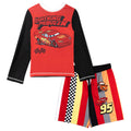 Cars Boys' 2-Piece Swimwear Rash Guard and Swim Trunks Set Lightning McQueen Red