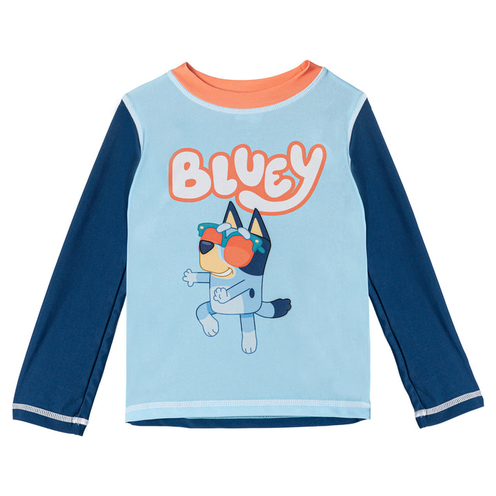 Bluey Boys' Long Sleeve Rash Guard and Swim Trunks Set Bingo Sky Blue