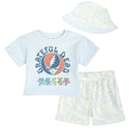 Grateful Dead Bands Boys' T-Shirt Shorts and Bucket Hat Set Sky Blue