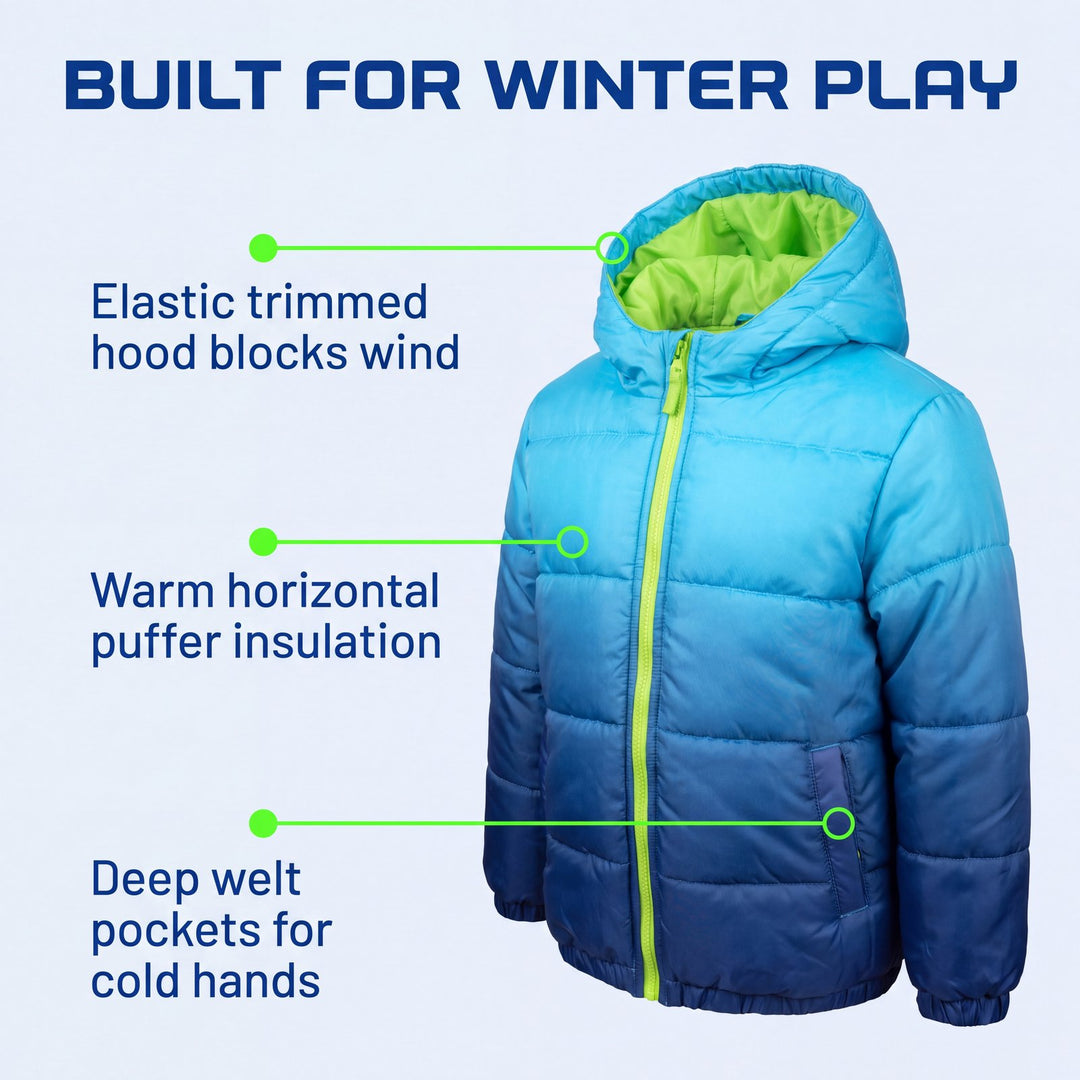 Disney Toy Story Boys' Hooded Puffer Jacket Navy Blue Woody Buzz