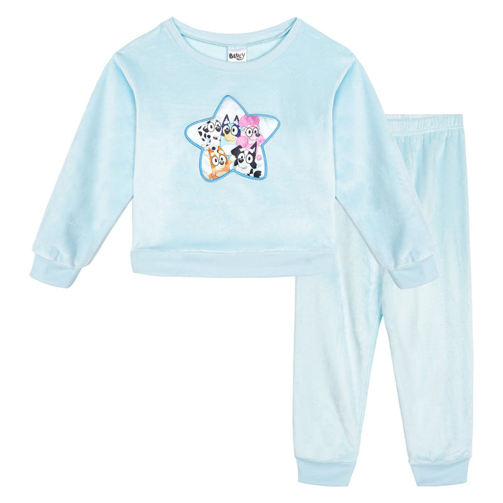 Bluey Girls' Velour Sweatshirt and Pants Set Friends Blue