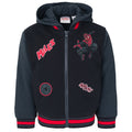 Marvel Spider-Verse Miles Morales Boys' Varsity Hooded Bomber Jacket Black