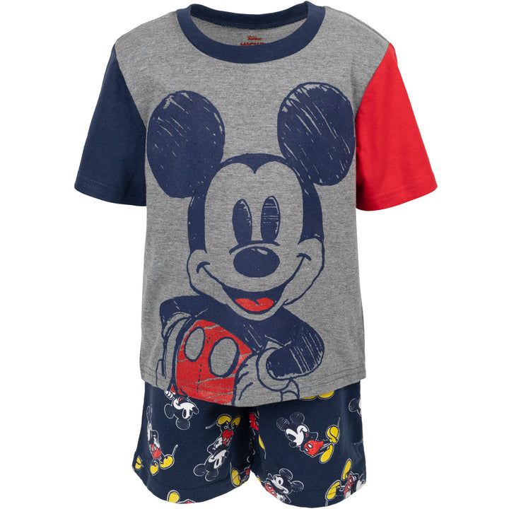 Camiseta gráfica de Mickey Mouse de Disney y pantalones cortos de felpa francesa
