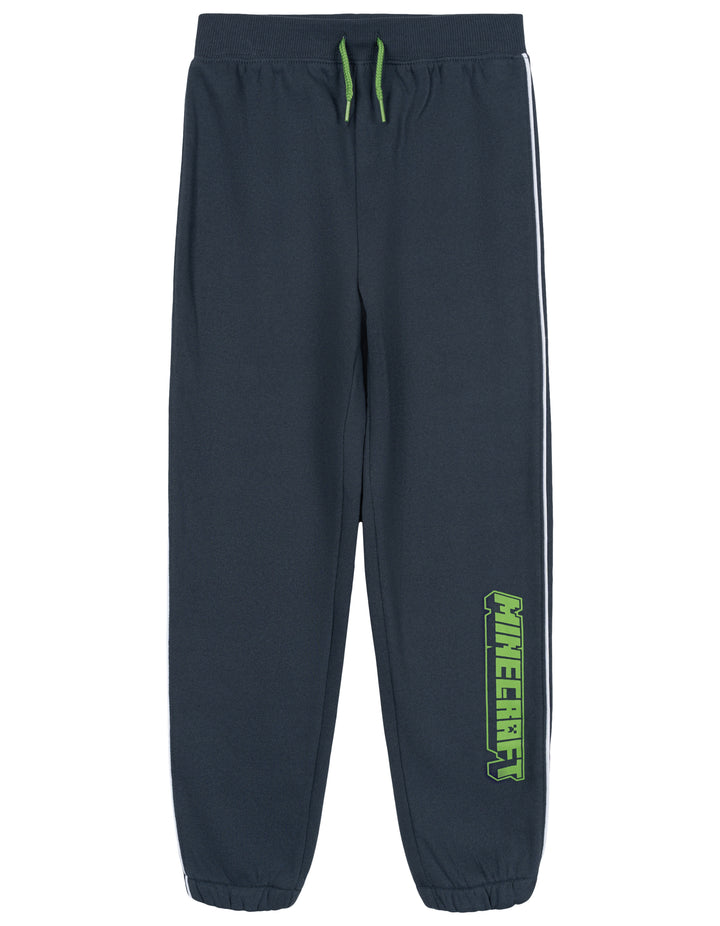 Minecraft Boys' Fleece 2-Piece Sweatshirt and Pants Set Dark Navy Creeper