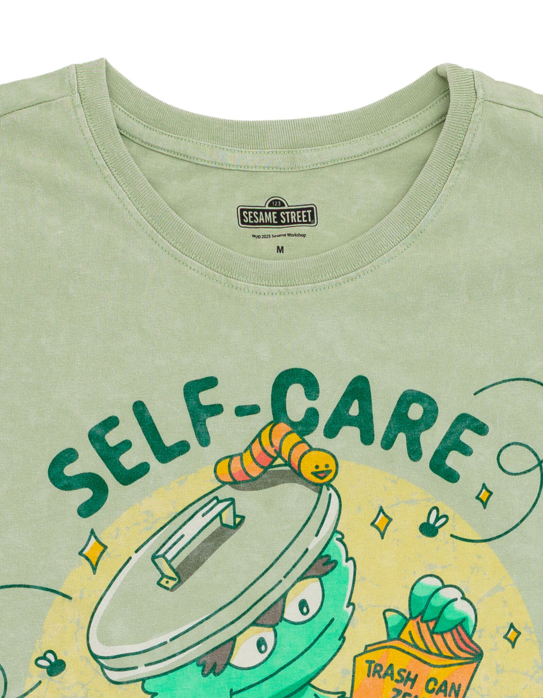 Sesame Street Oscar the Grouch Crewneck Short Sleeve T-Shirt Mineral Wash