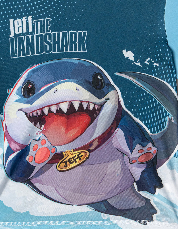 Marvel Rivals Jeff Boys' 2-Piece Rash Guard and Swim Trunks Set Landshark Navy