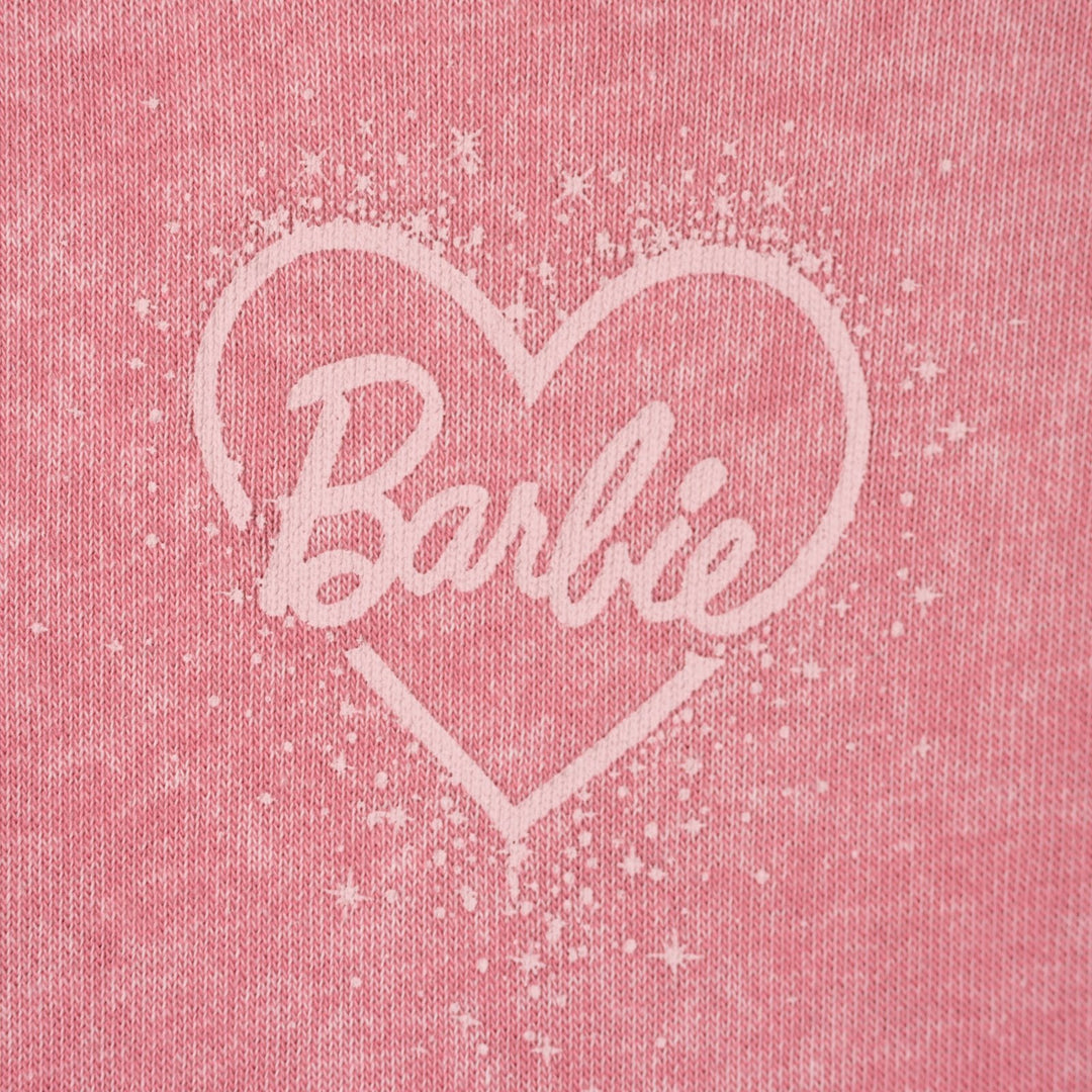 Barbie Girls' 2-Piece Fleece Sweatshirt and Joggers Set Pink Cloud Wash