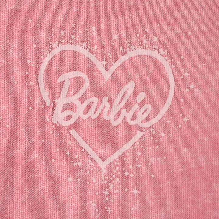Barbie Girls' 2-Piece Fleece Sweatshirt and Joggers Set Pink Cloud Wash