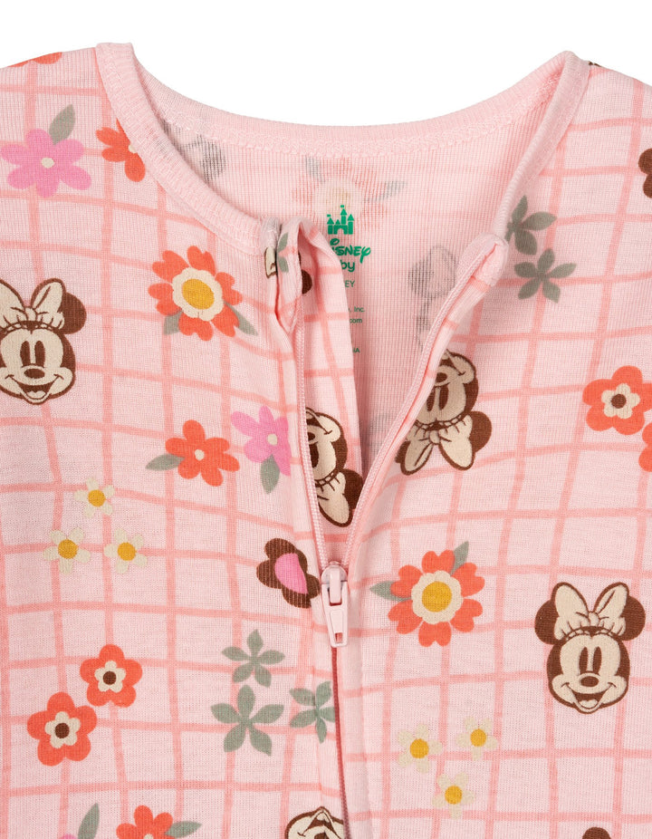 Minnie Mouse Baby Girls' 2-Pack Footed Sleep N' Play Pink Ivory