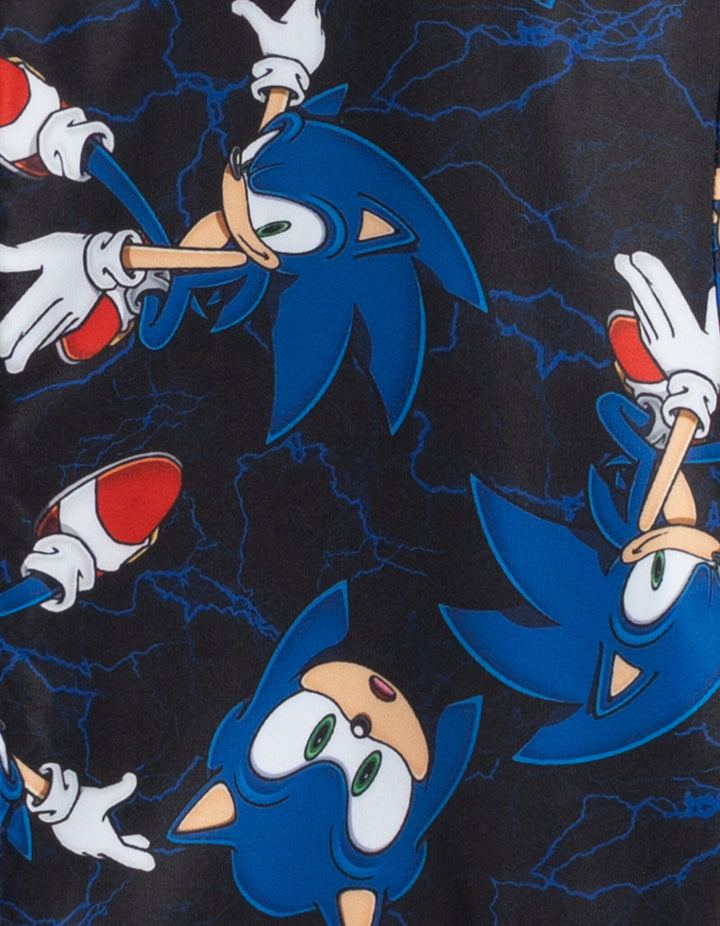 SEGA Sonic the Hedgehog Boys' Hooded Zip-Up Rain Jacket Black Blue