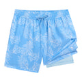 Dreamwave Men's Compression Liner Swim Trunks with Phone Pocket 7 inch Inseam Anti Chafing Tropical Blue