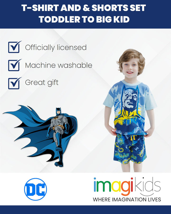 DC Comics Batman Drop Shoulder T - Shirt and French Terry Shorts Outfit Set - imagikids