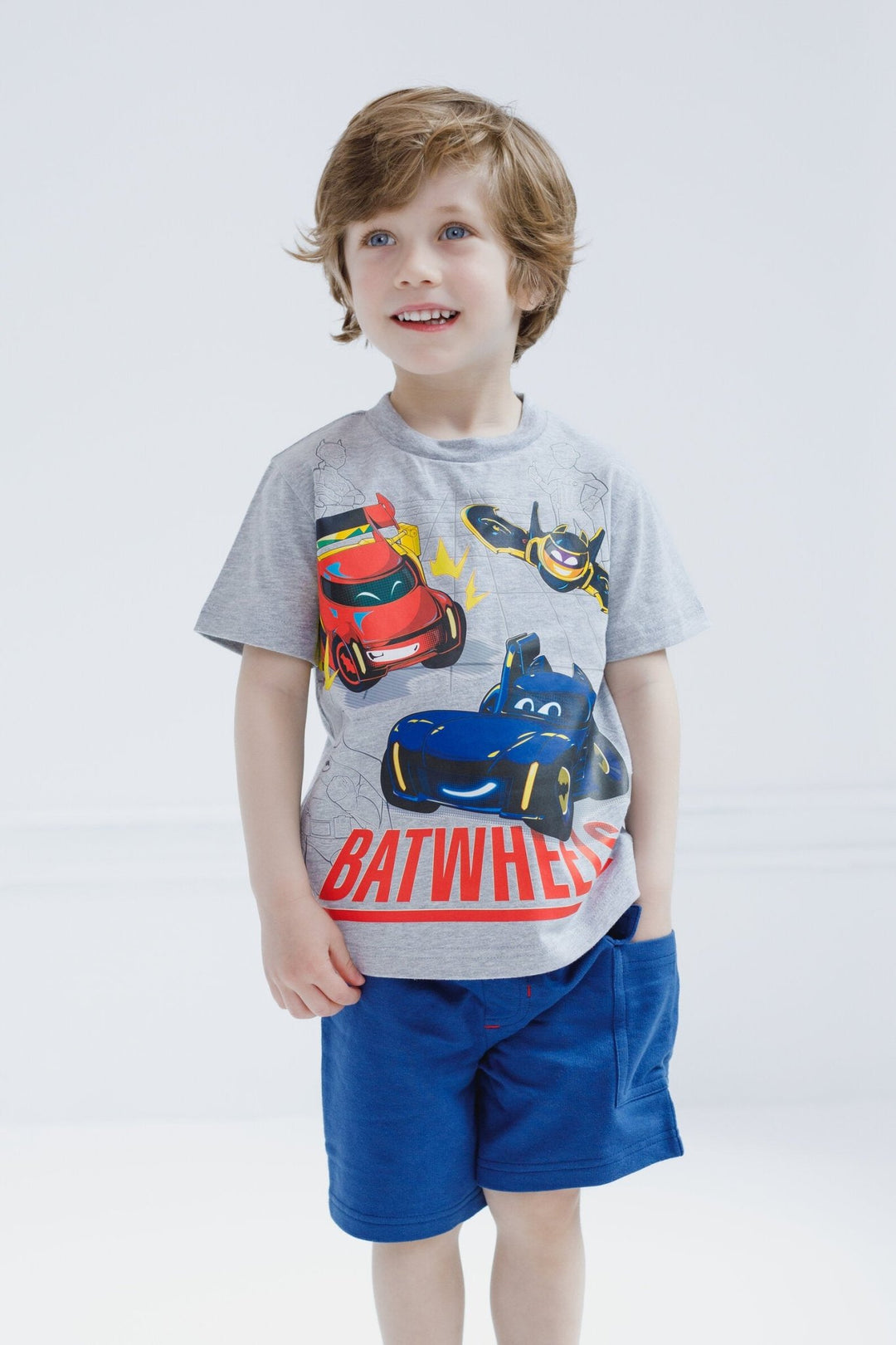 DC Comics Batwheels Bam the Batmobile Batwing Redbird T - Shirt and French Terry Cargo Shorts Outfit Toddler to Little kid - imagikids