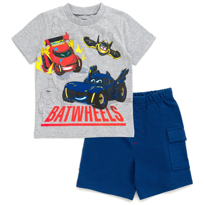 DC Comics Batwheels Bam the Batmobile Batwing Redbird T - Shirt and French Terry Cargo Shorts Outfit Toddler to Little kid - imagikids