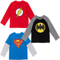 DC Comics 3 Pack Hangdown Long Sleeve Graphic T-Shirts