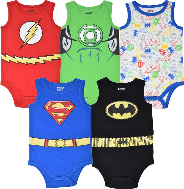 Justice League 5 Pack Sleeve Less Bodysuit