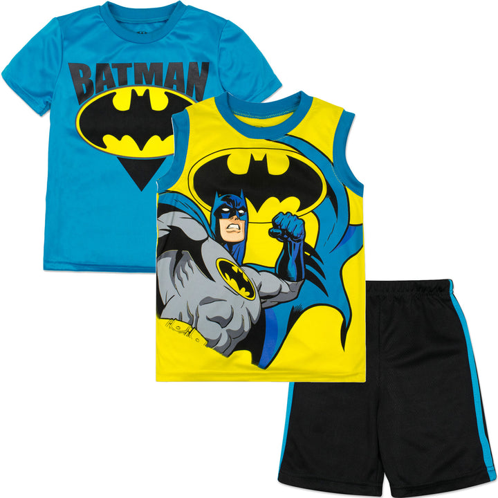 DC Comics Justice League Batman T-Shirt Tank Top and Shorts 3 Piece Outfit Set