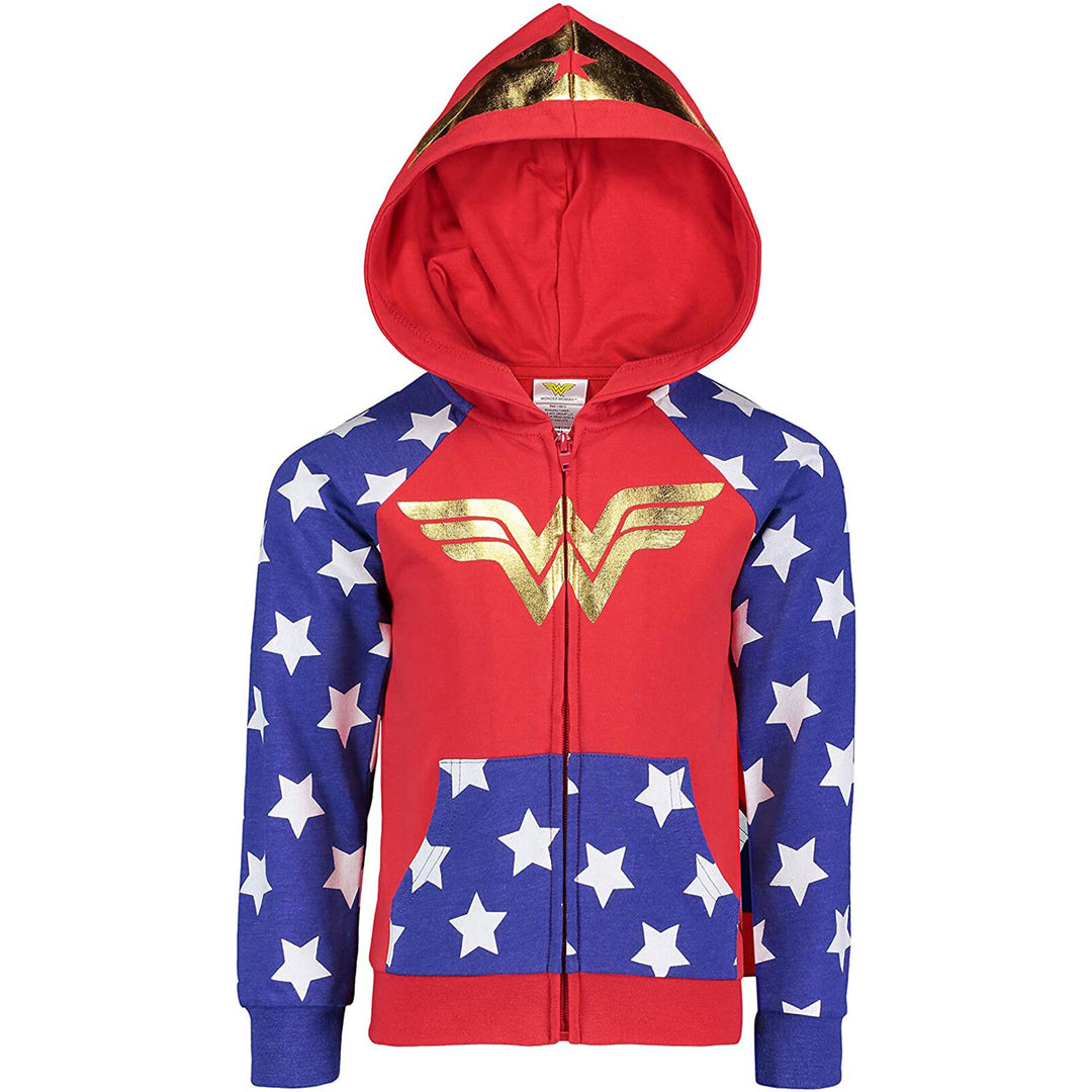 DC Comics Liga de la Justicia Mujer Maravilla French Terry Zip Up Disfraz Sudadera con Capucha