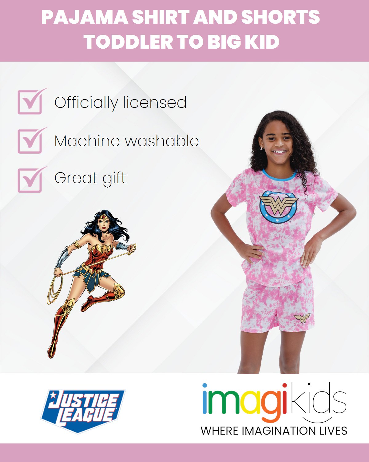 DC Comics Justice League Wonder Woman Pajama Shirt and Shorts - imagikids