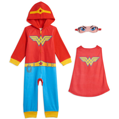 DC Comics Justice League Zip Up Costume Pajama Coverall and Cape - imagikids