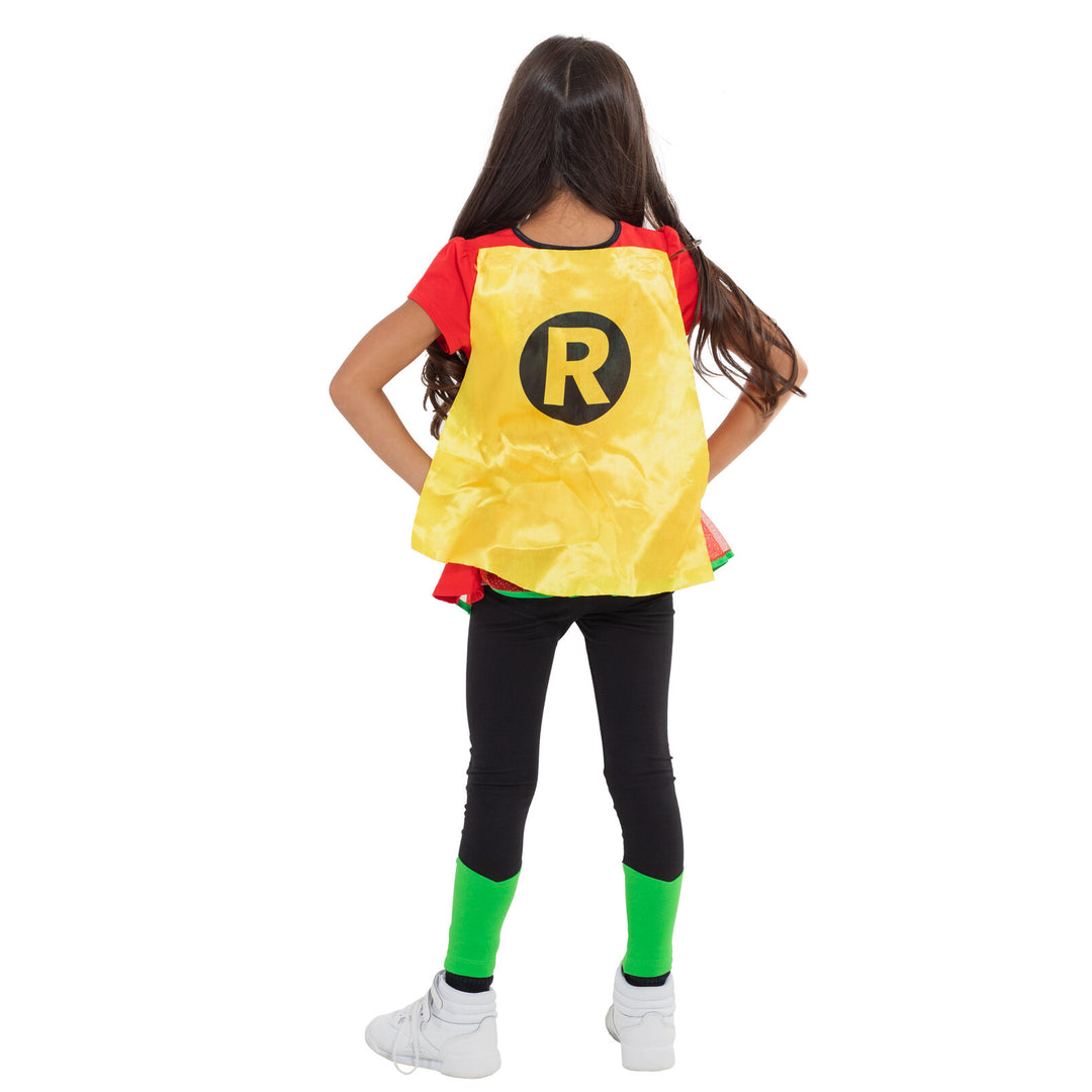 DC Comics Robin Short Sleeve T-Shirt & Leggings & Cape