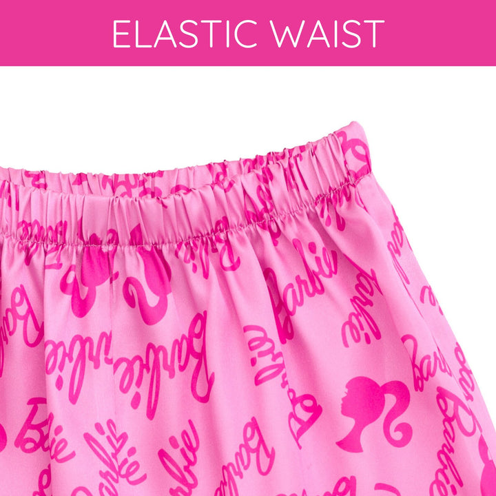 Barbie Girls' 2-Piece Pajama Shorts Set Light Pink Print