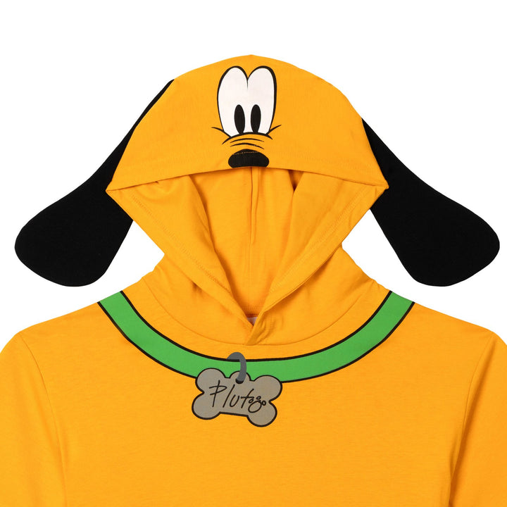 Disney Mickey Mouse Pluto Cosplay Hooded T-Shirt Yellow