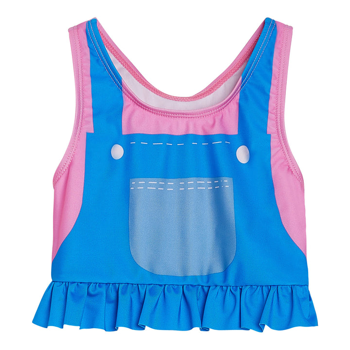 Ms. Rachel Swimwear 2-Piece Tankini and Bikini Bottom Set Pink Blue Overalls