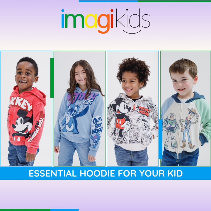 Disney Mickey Mouse Boys' Fleece Zip-Up Hoodie Beige Comic
