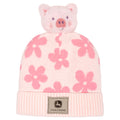 John Deere Toddler Girls' Logo Beanie Hat Pig Pink Floral