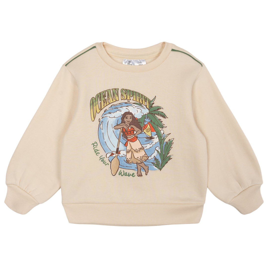 Moana Girls' Fleece Sweatshirt and Pants Set Cream Green