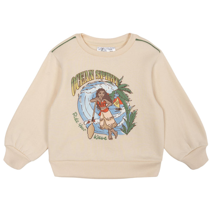 Moana Girls' Fleece Sweatshirt and Pants Set Cream Green