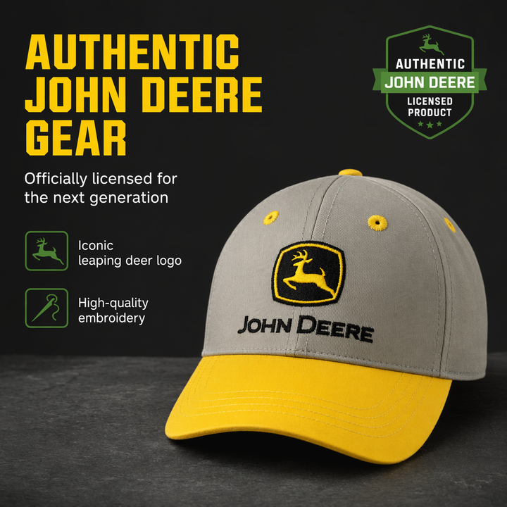 John Deere Youth Boys' Strapback Baseball Cap Slate Grey Yellow