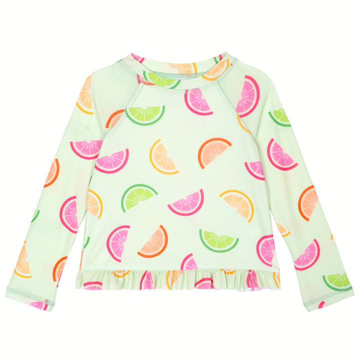 Dreamwave Girls' 2-Piece Swimwear Rash Guard and Bikini Set Mint Green Fruit