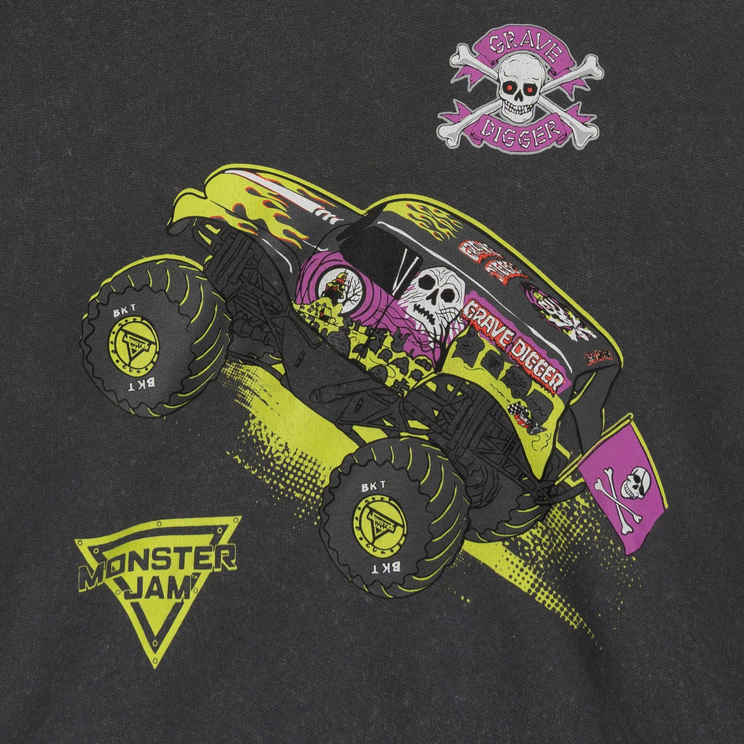 Monster Jam Boys' Fleece 2-Piece Hoodie and Pants Set Black Grave Digger