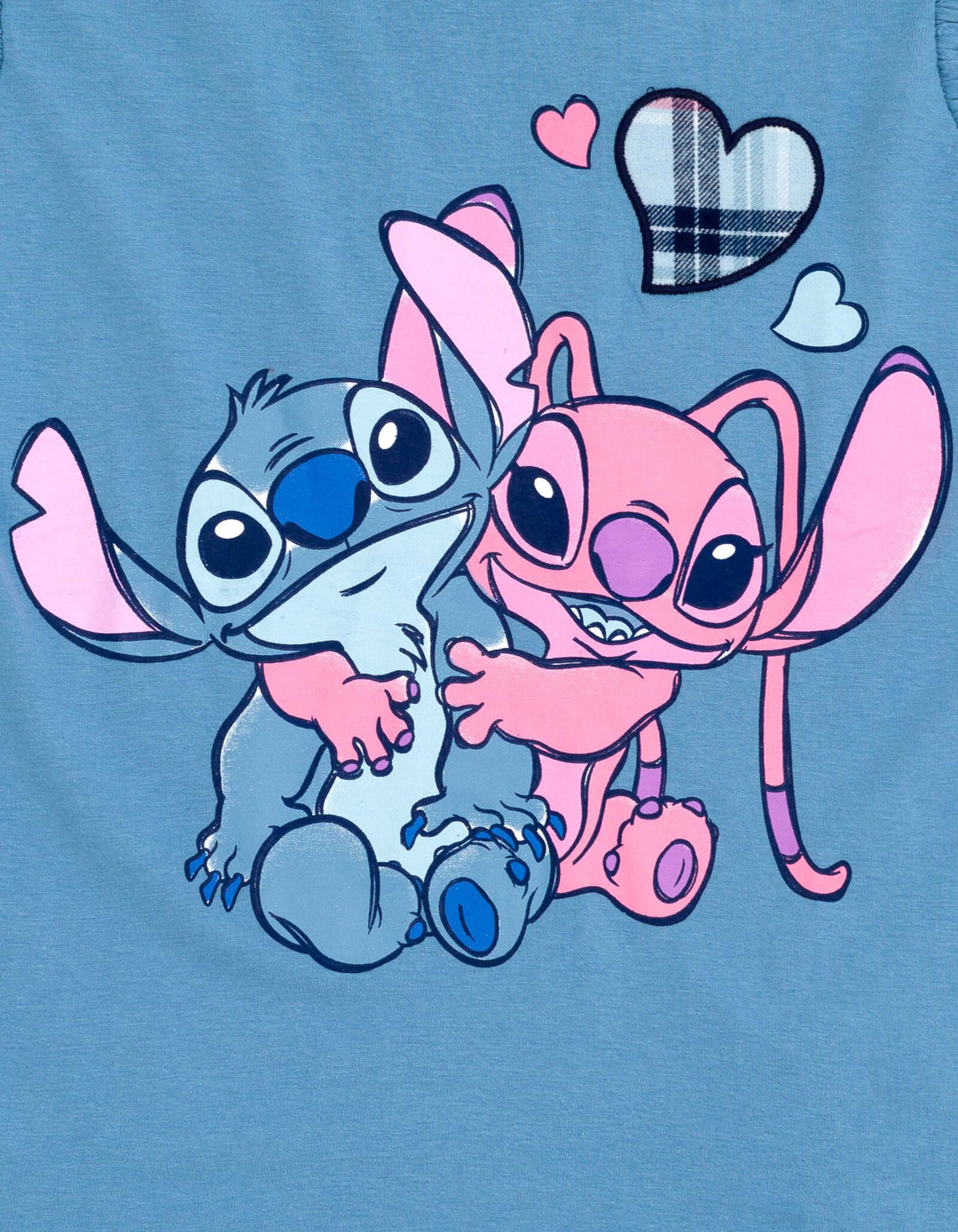 Lilo & Stitch Girls' 2-Piece T-Shirt and Plaid Skirt Set Blue Angel
