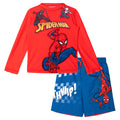 Marvel Spider-Man Boys' Long Sleeve Rash Guard and Swim Trunks Set Red Navy